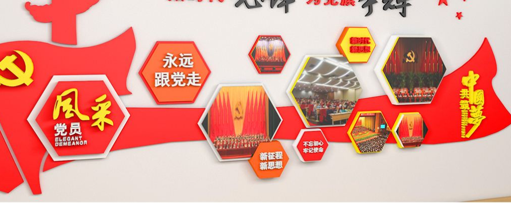 十九大3d黨支部黨員風(fēng)采黨建文化墻照片墻