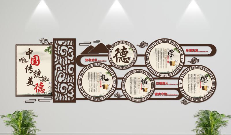 中國風古典中醫文化歷代名醫微立體文化墻制作效果圖