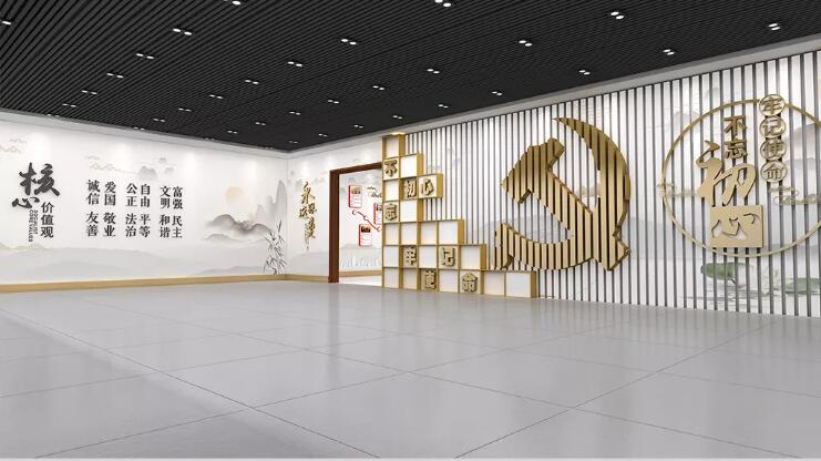 中國風木紋黨建文化墻制作效果圖
