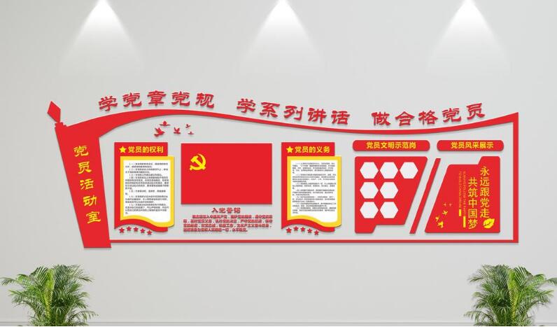 3d黨支部黨員風采黨建文化墻制作效果圖
