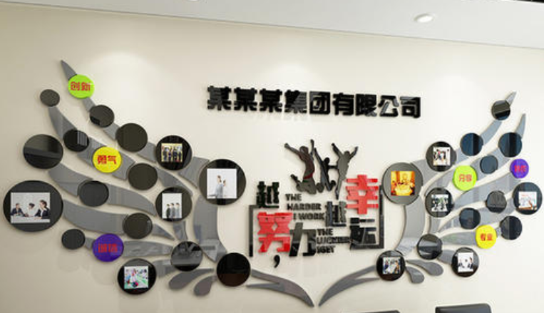 奮斗公司勵志墻貼企業文化墻布置辦公室員工風采照片墻