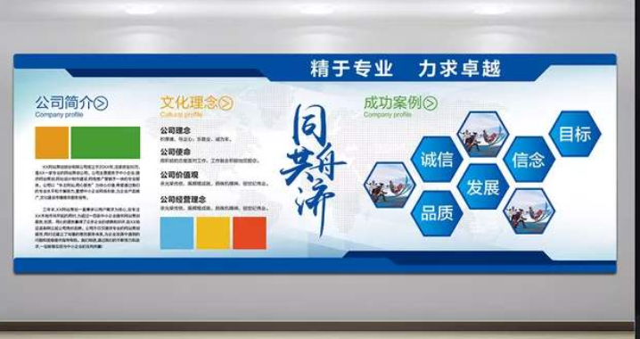 藍(lán)色科技企業(yè)文化墻公司形象墻企業(yè)展板設(shè)計(jì)圖片