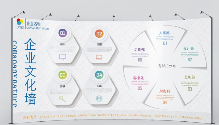 時(shí)尚扁平化簡(jiǎn)潔企業(yè)文化墻展板