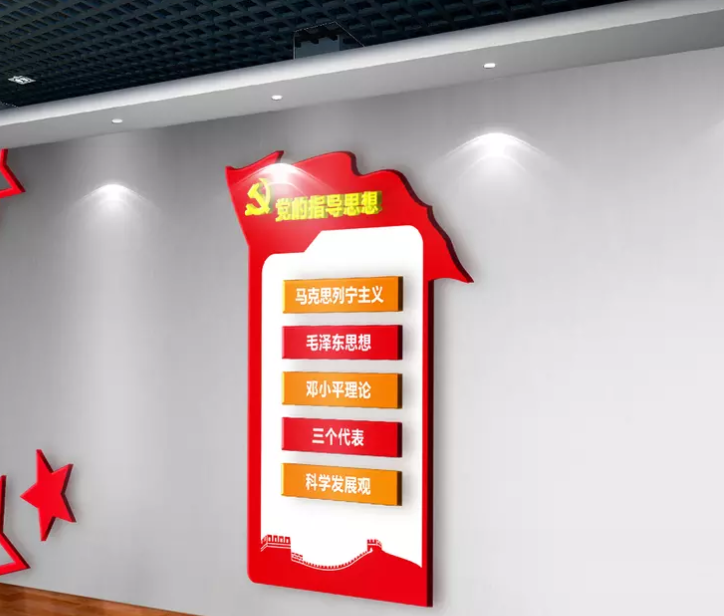 紅色黨員之家黨建文化墻活動(dòng)室3d布置圖設(shè)計(jì)圖片