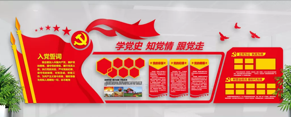 黨的光輝歷程社區(qū)黨員之家活動(dòng)室黨建文化墻設(shè)計(jì)圖片